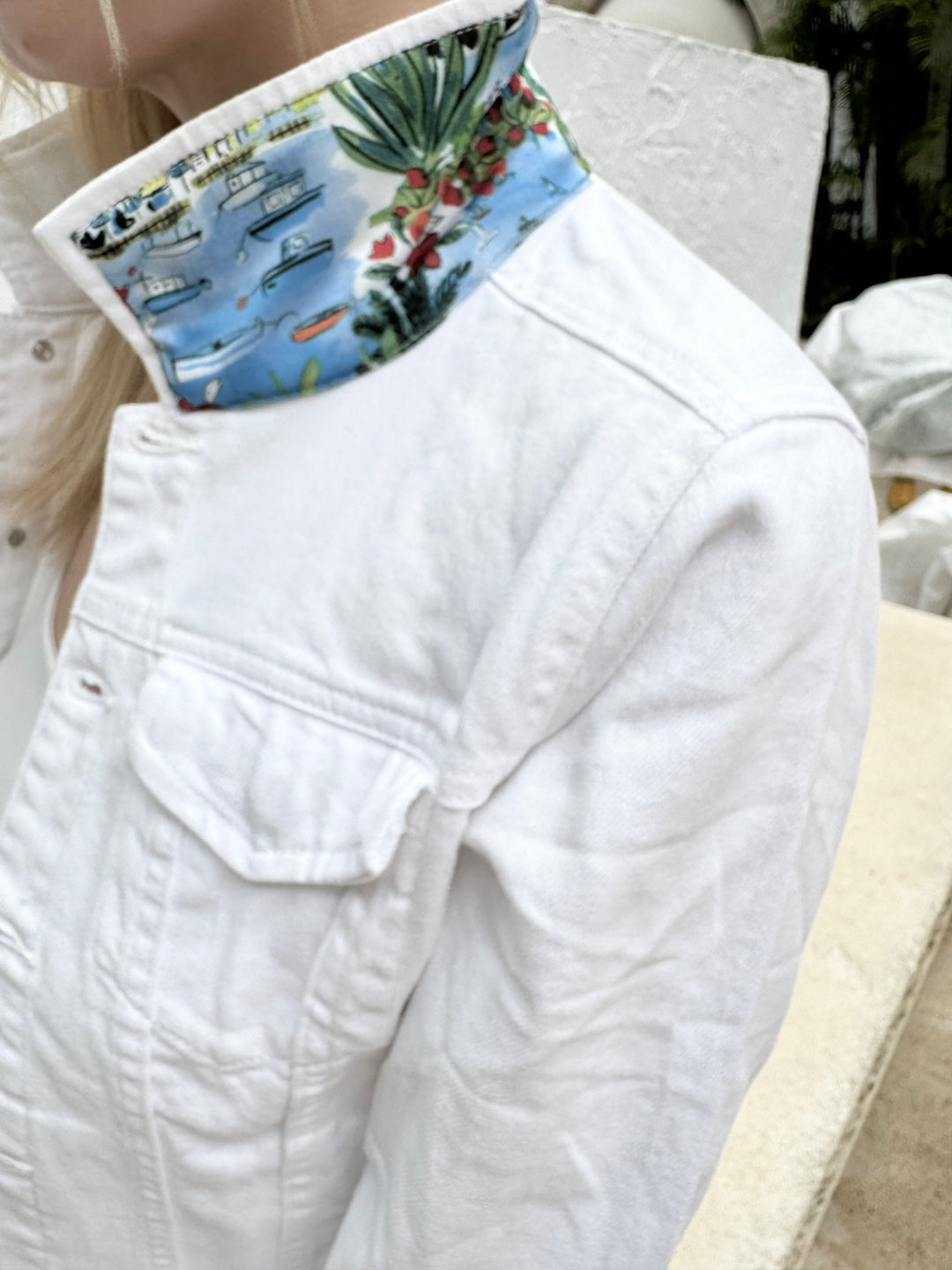 The White Denim Jacket / Tropical Island