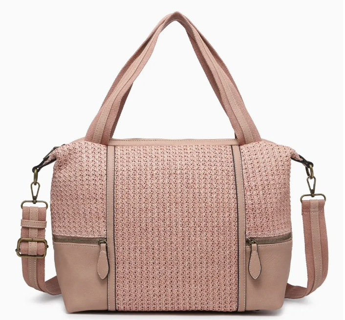 CHARLIE WOVEN BOSTON SATCHEL - PK
