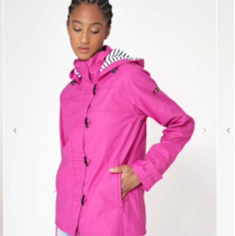 RAINCOAT W/ STRIPED LINING