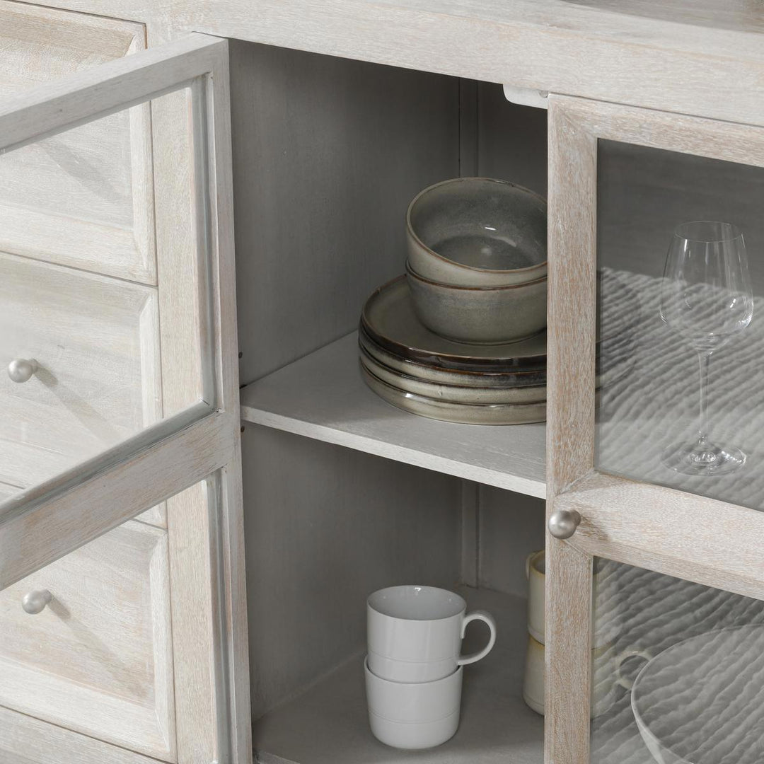 Isha - 3 Drawers 2 Door Cabinet - White Washed