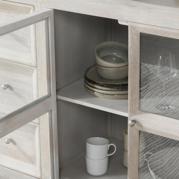 Isha - 3 Drawers 2 Door Cabinet - White Washed