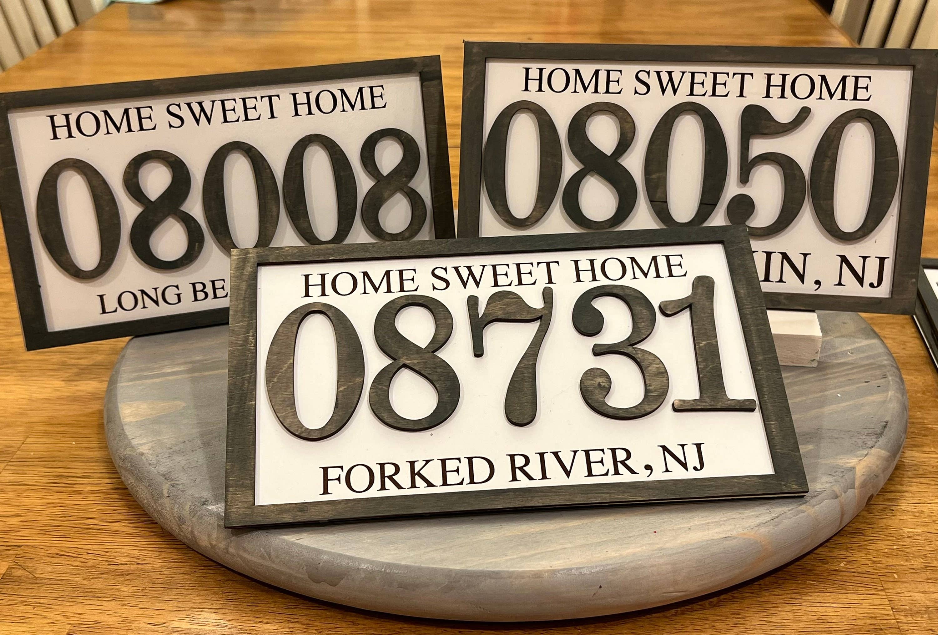 Zip Code Box Appearance Personalized Zip Code Wood Sign: Gray – Setting The Space