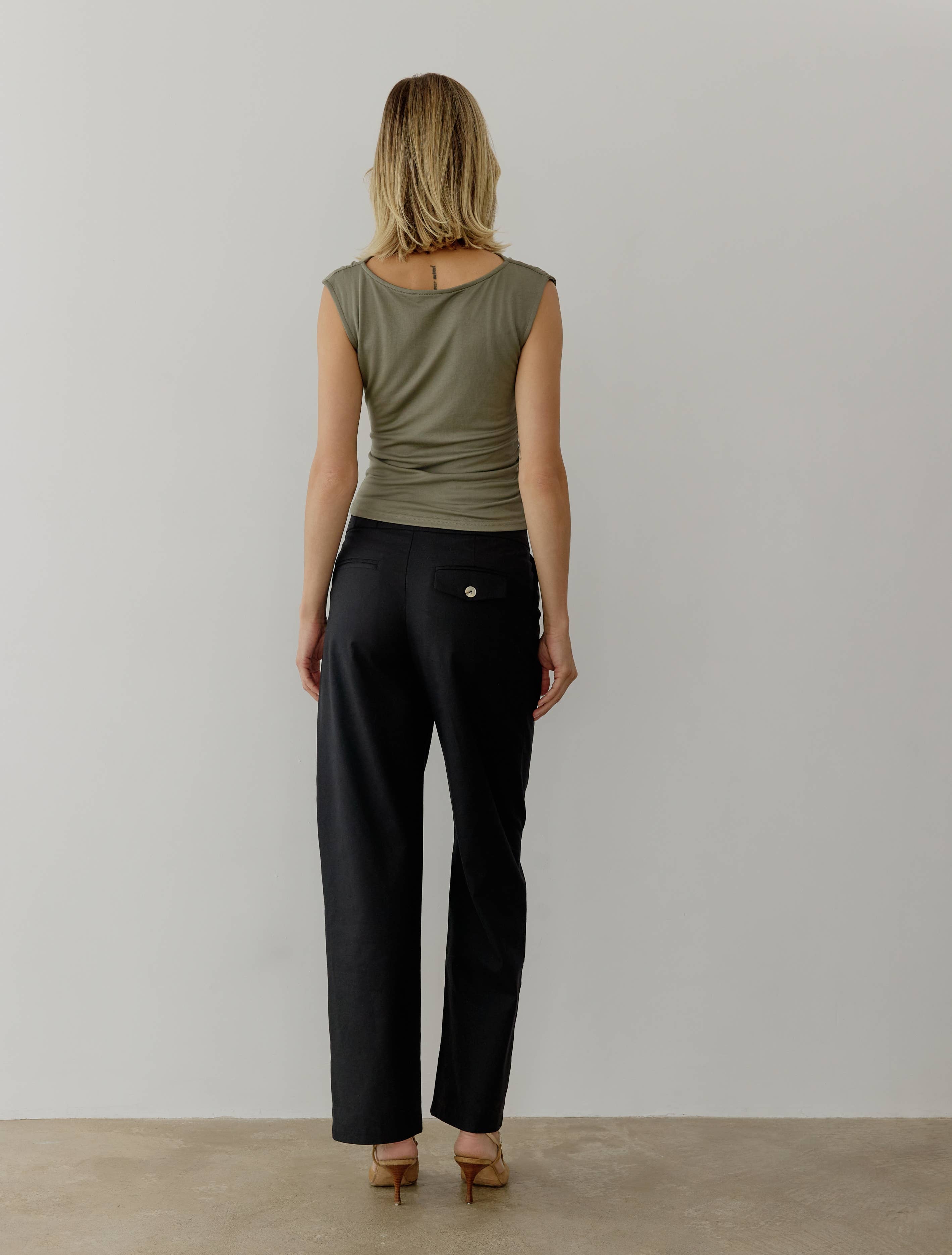 The Ali Top | Cowl Neck Sleeveless Top: BLACK / LARGE