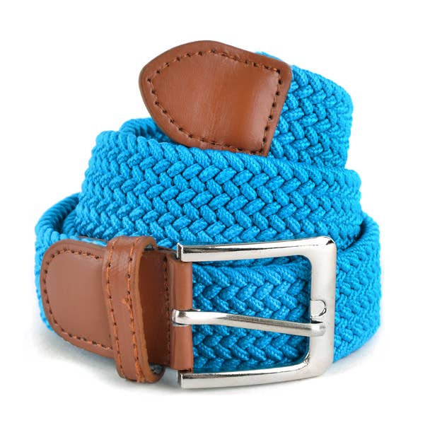 Men's Stretch Braided Woven Belts: HGRN / L