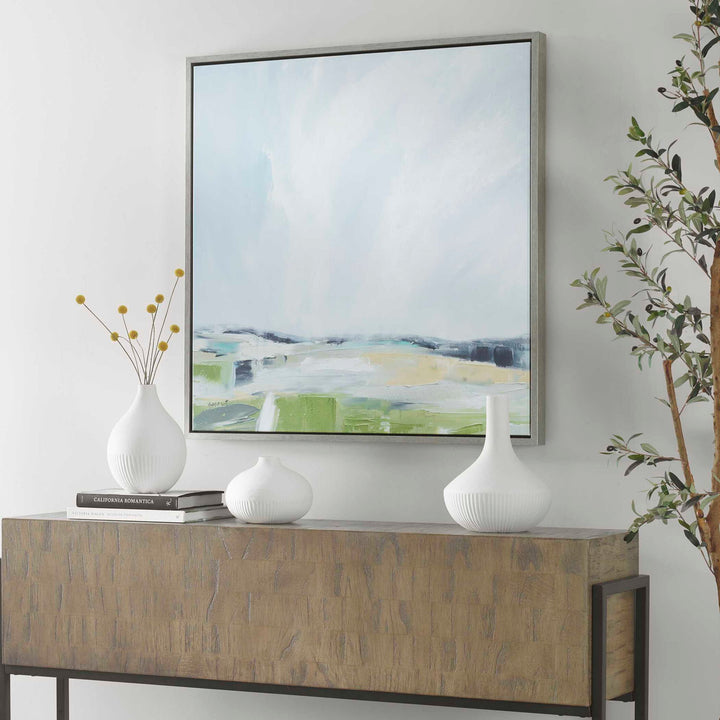 For His Glory - Framed Landscape Art - Light Blue