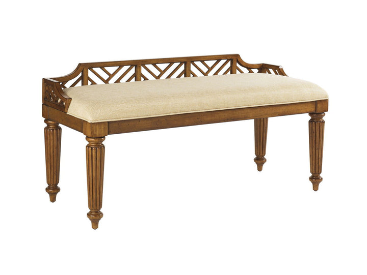 Island Estate - Plantain Upholstered Bed Bench - Beige / Dark Brown
