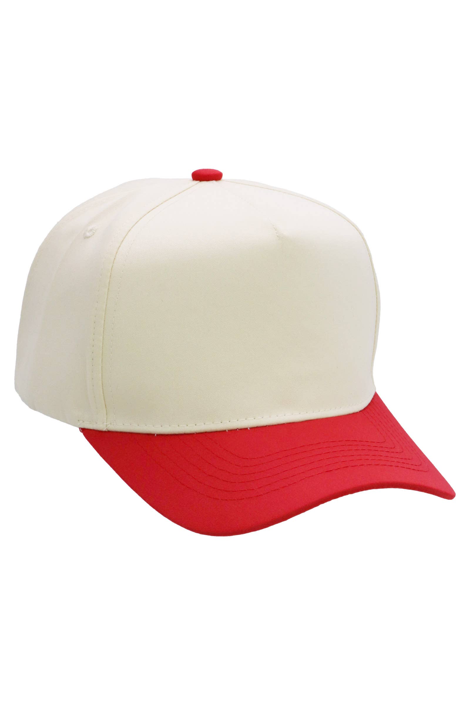 Two Tone Beige Upper Five Panel Baseball Cap: Beige/Black / One Size