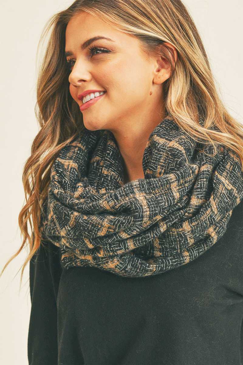 PLAID INFINITY SCARF MS0250: Mustard