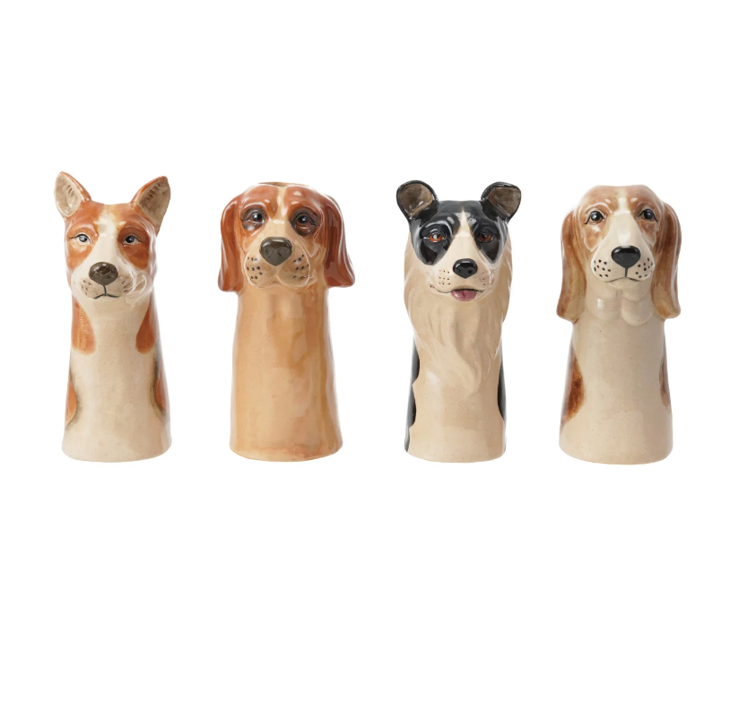 STONEWARE DOG VASE