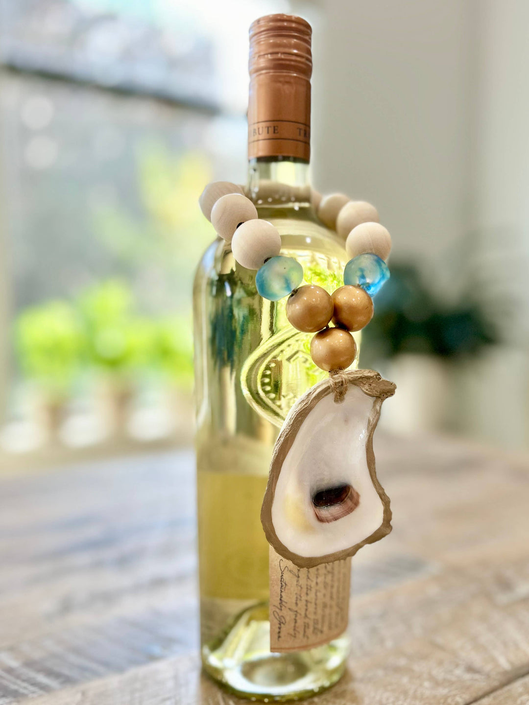 Hand Painted - Oyster Bottle Stopper - Aqua