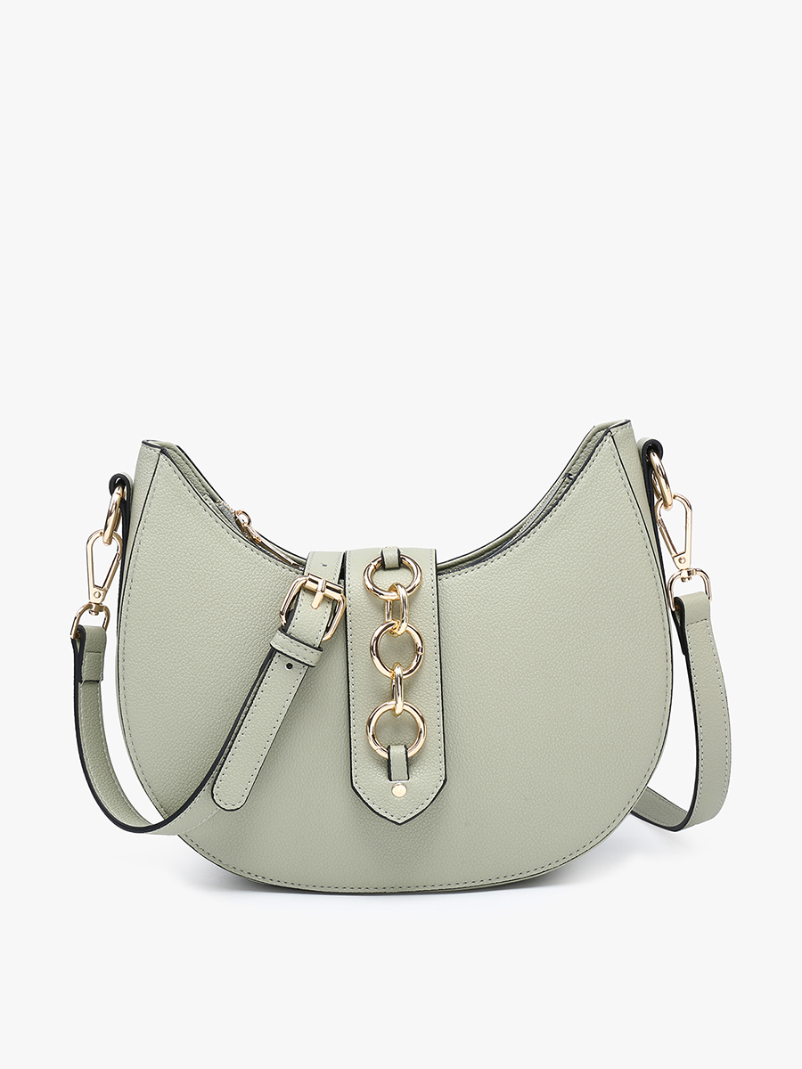 EH2450 Euphemia Half-Moon Crossbody w/ Metal Ring: Pink