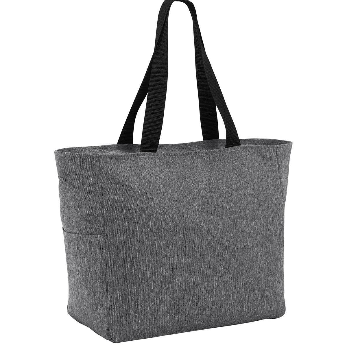 CUSTOM Small Business Tote Bag with Zipper and Side Pockets: Black
