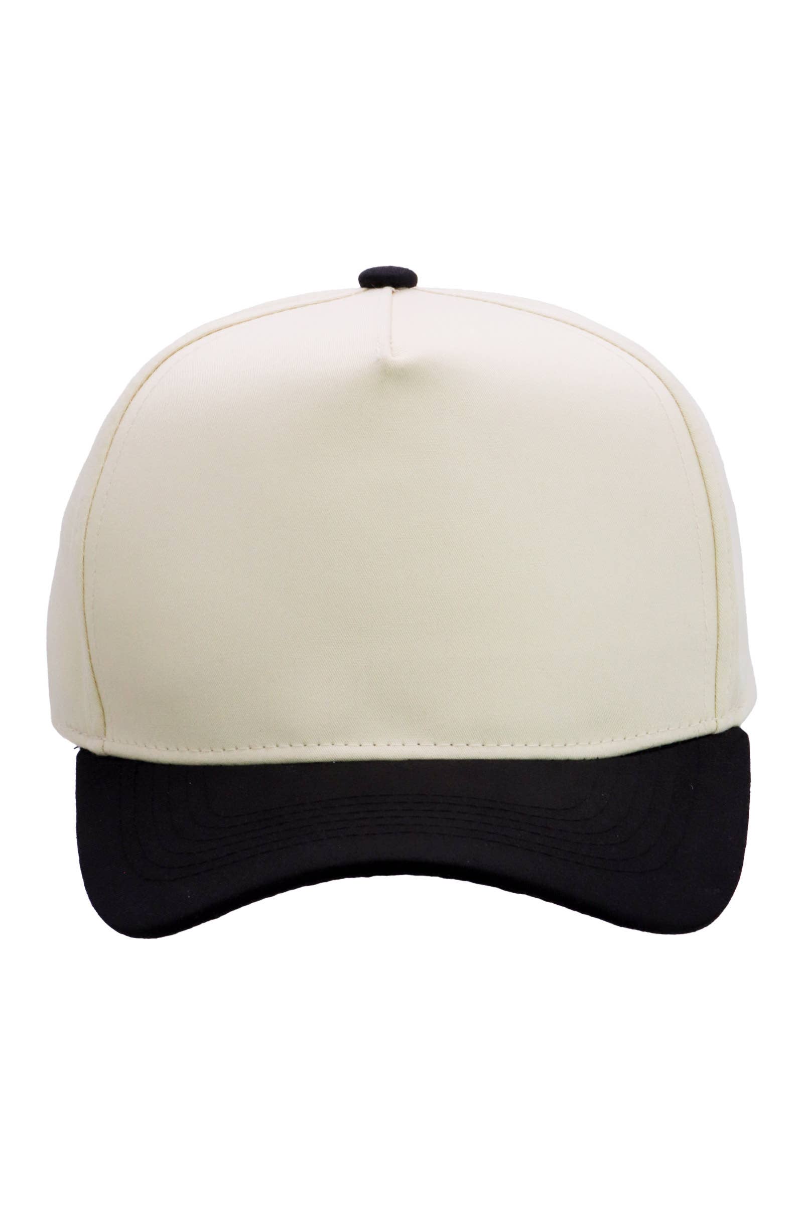 Two Tone Beige Upper Five Panel Baseball Cap: Beige/Black / One Size