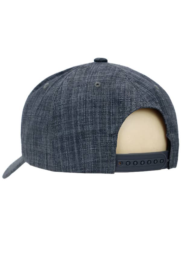 Jute Fabric Six Panel Snap Back Baseball Cap