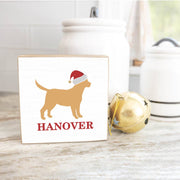 Personalized Golden Santa Dog Decorative Wooden Block