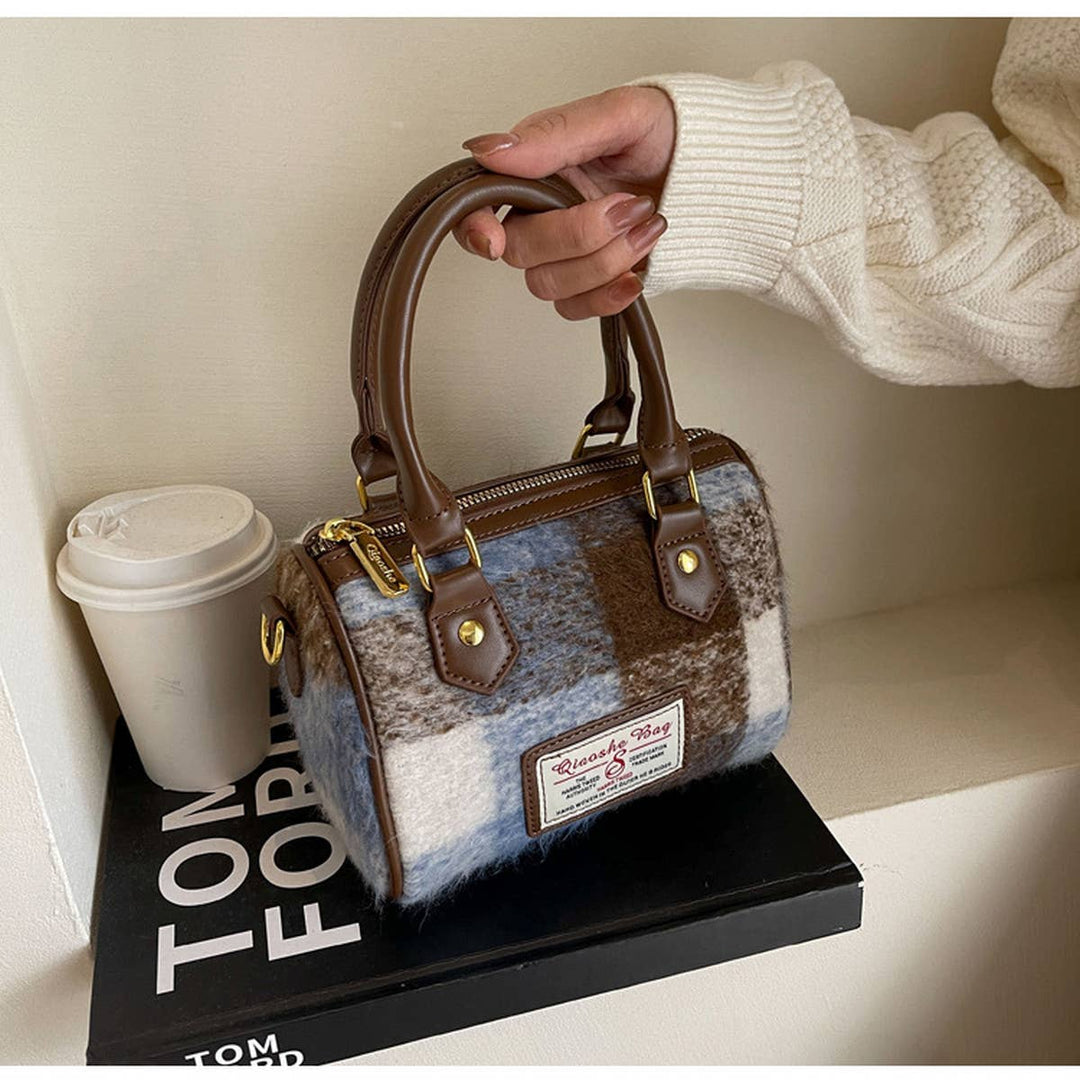 VINTAGE PLAID CASUAL SHOULDER BAG_CWAB1550: Blue / (OS) 1