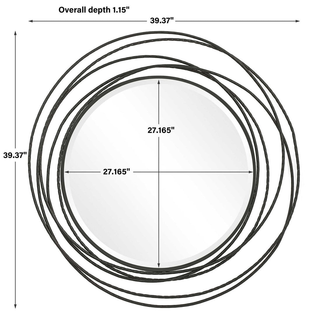 Whirlwind - Round Mirror - Black
