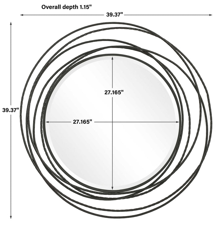 Whirlwind - Round Mirror - Black