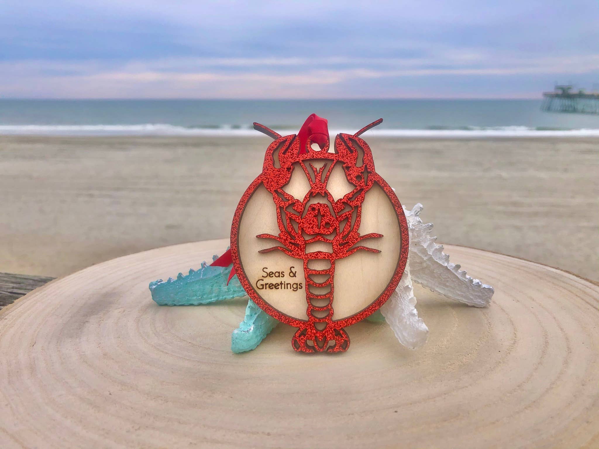 Customizable Lobster Ornament: Red Painted / Seas & Greetings