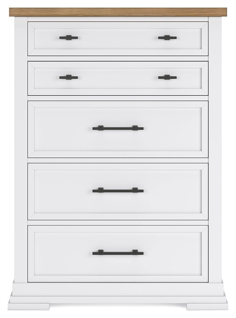 Ashbryn - White / Natural - Five Drawer Chest