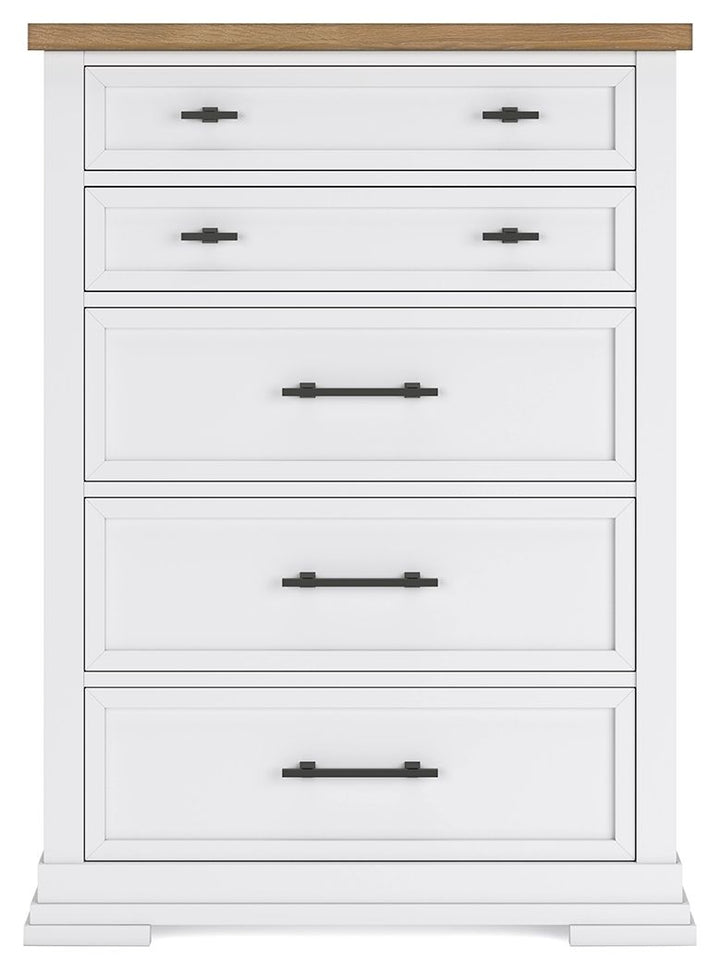 Ashbryn - White / Natural - Five Drawer Chest