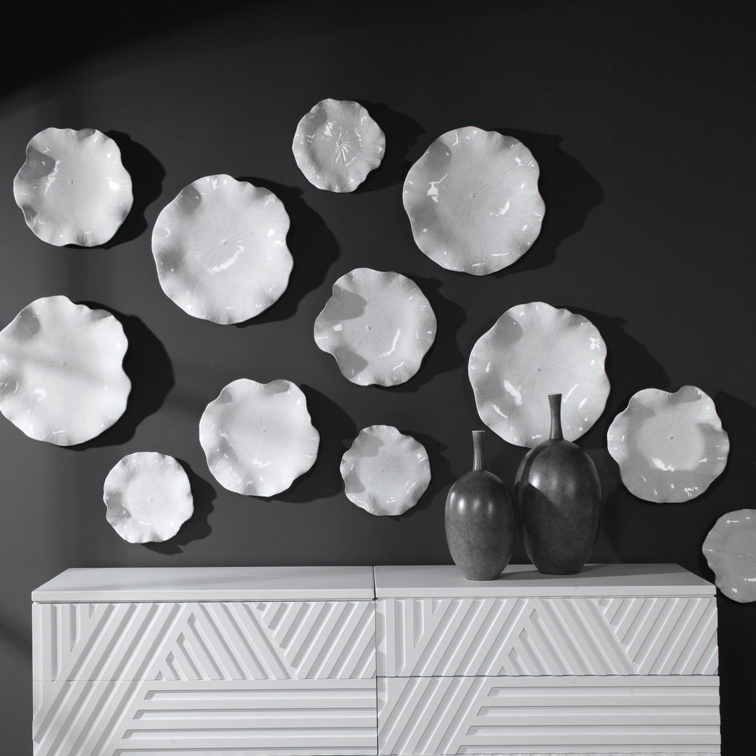 Abella - Ceramic Wall Decor (Set of 3) - White