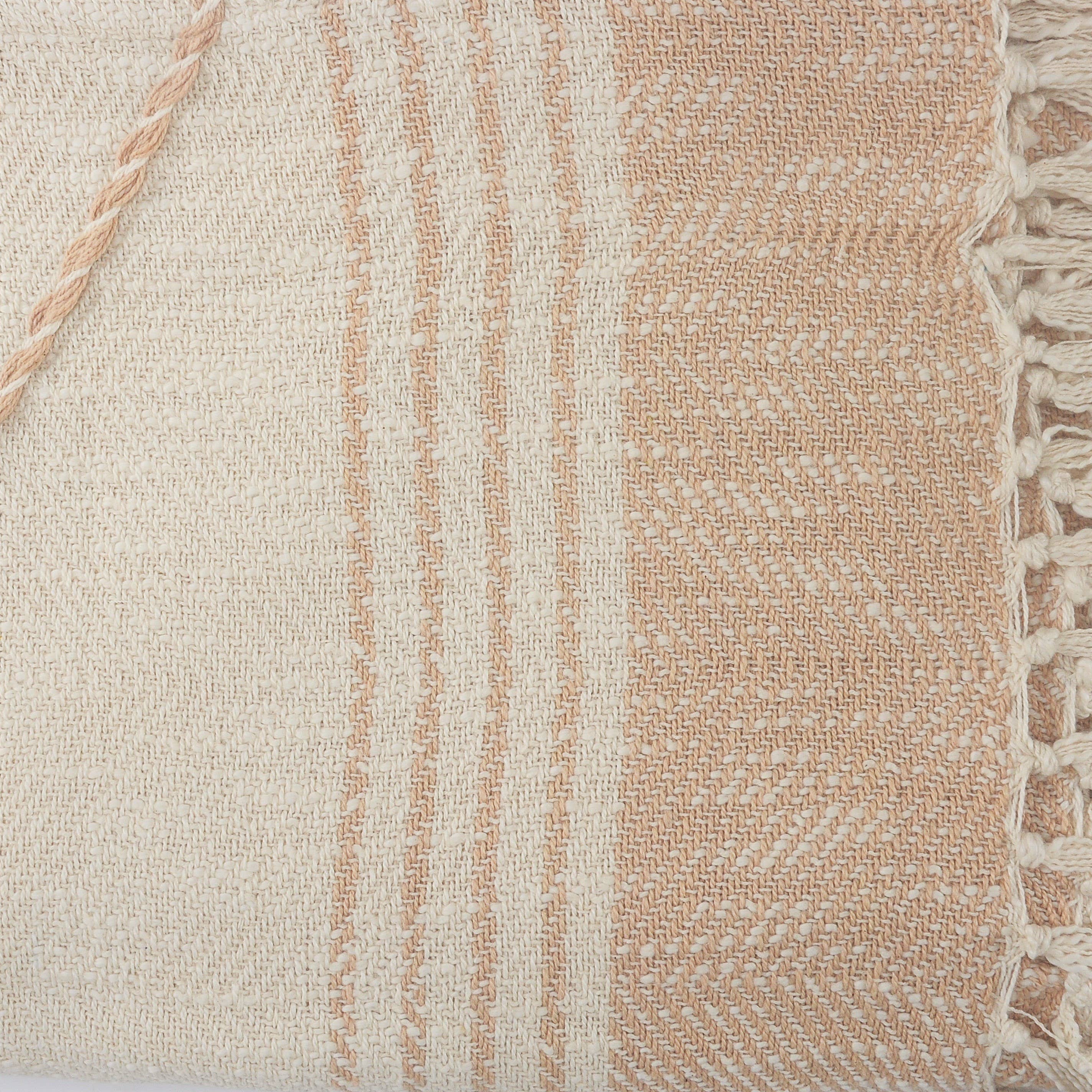 Coastal Edge Geometric Diamond Throw Blanket with Fringe: Blue/White