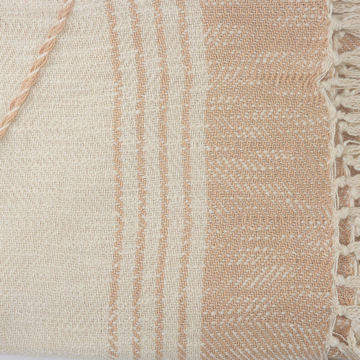 Coastal Edge Geometric Diamond Throw Blanket with Fringe: Blue/White