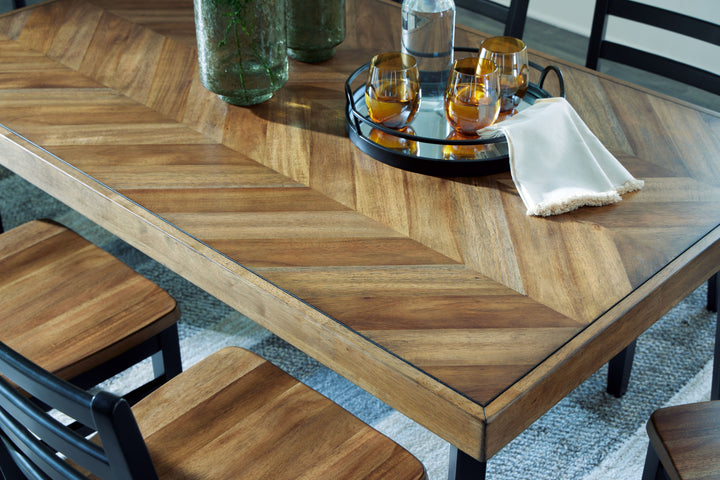 Blondon - Brown / Black - Rectangular Drm Table Set (Set of 7)