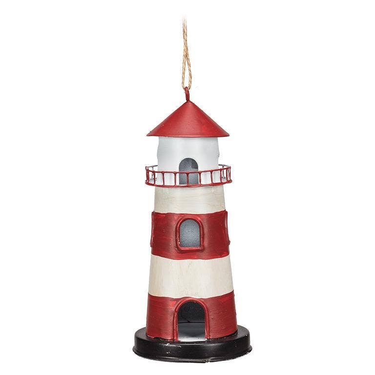 Red & White Lighthouse Ornament-5"H