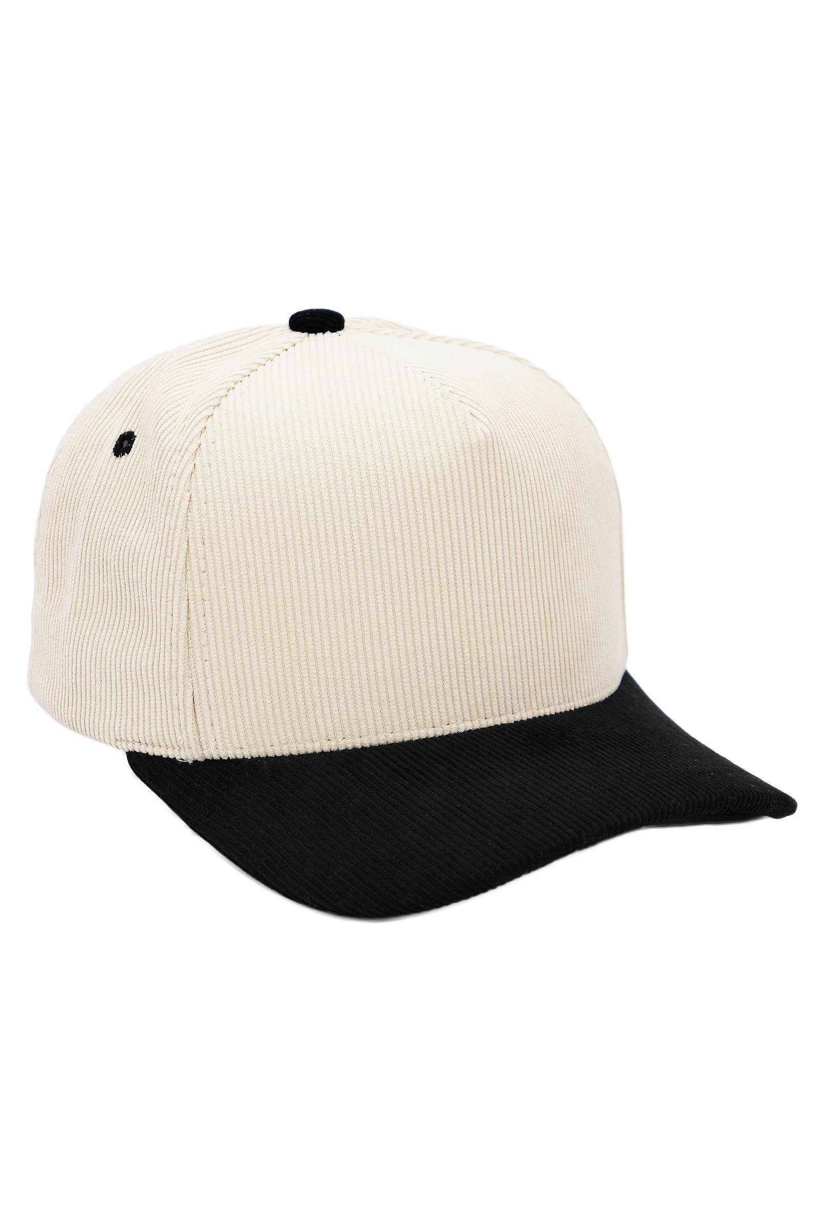 Premium Corduroy Beige Upper Baseball Cap: BEIGE/NAVY BLUE / ONE SIZE