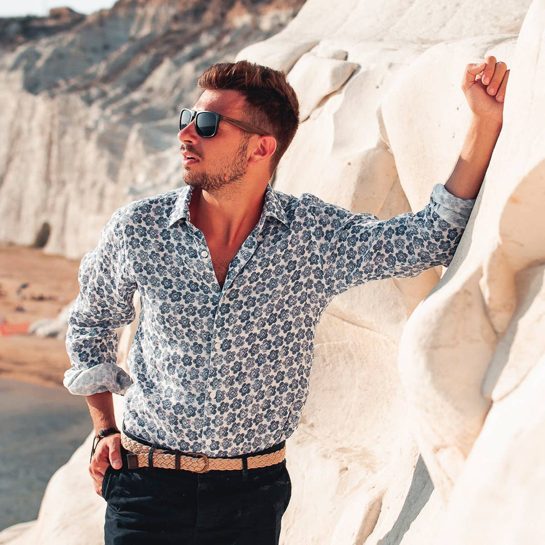 Square Ebony Wood Sunglasses with Black Polarized Lenses