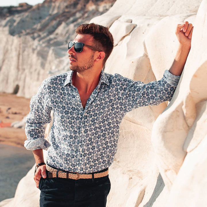 Square Ebony Wood Sunglasses with Black Polarized Lenses