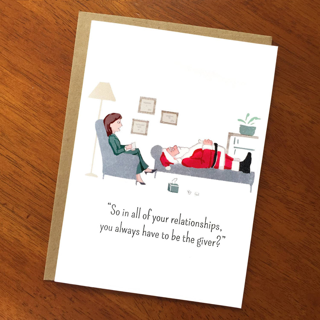 Santa in Therapy; Funny Christmas Card; Card for Therapists;