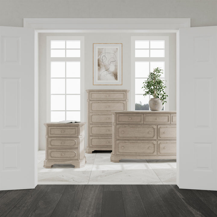 Kensington - Three Drawer Nightstand - Beige