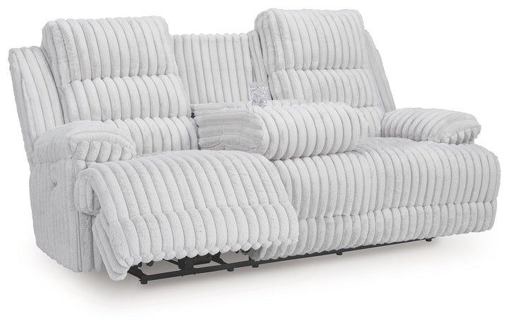 Rhines Falls - Alloy - Reclining Power Sofa With Drop Down Table
