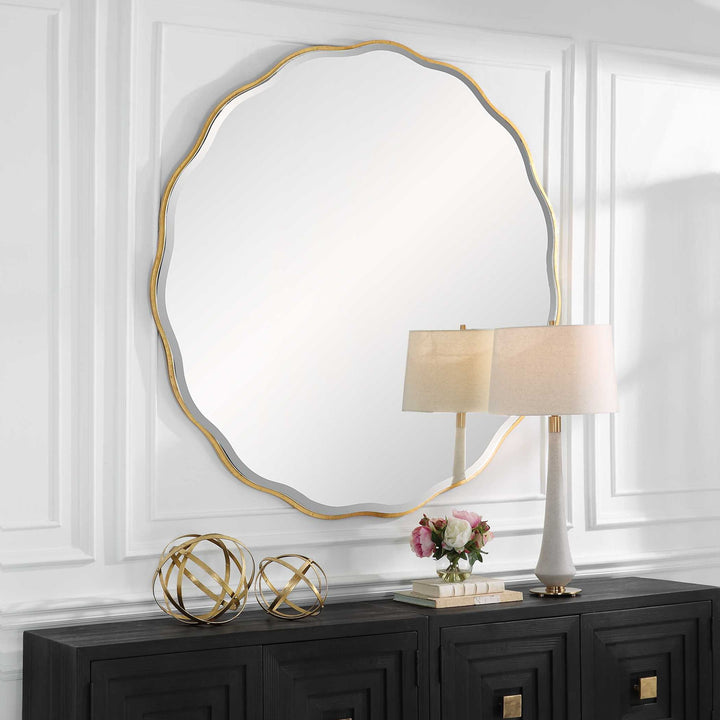 Aneta - Large Round Mirror - Gold