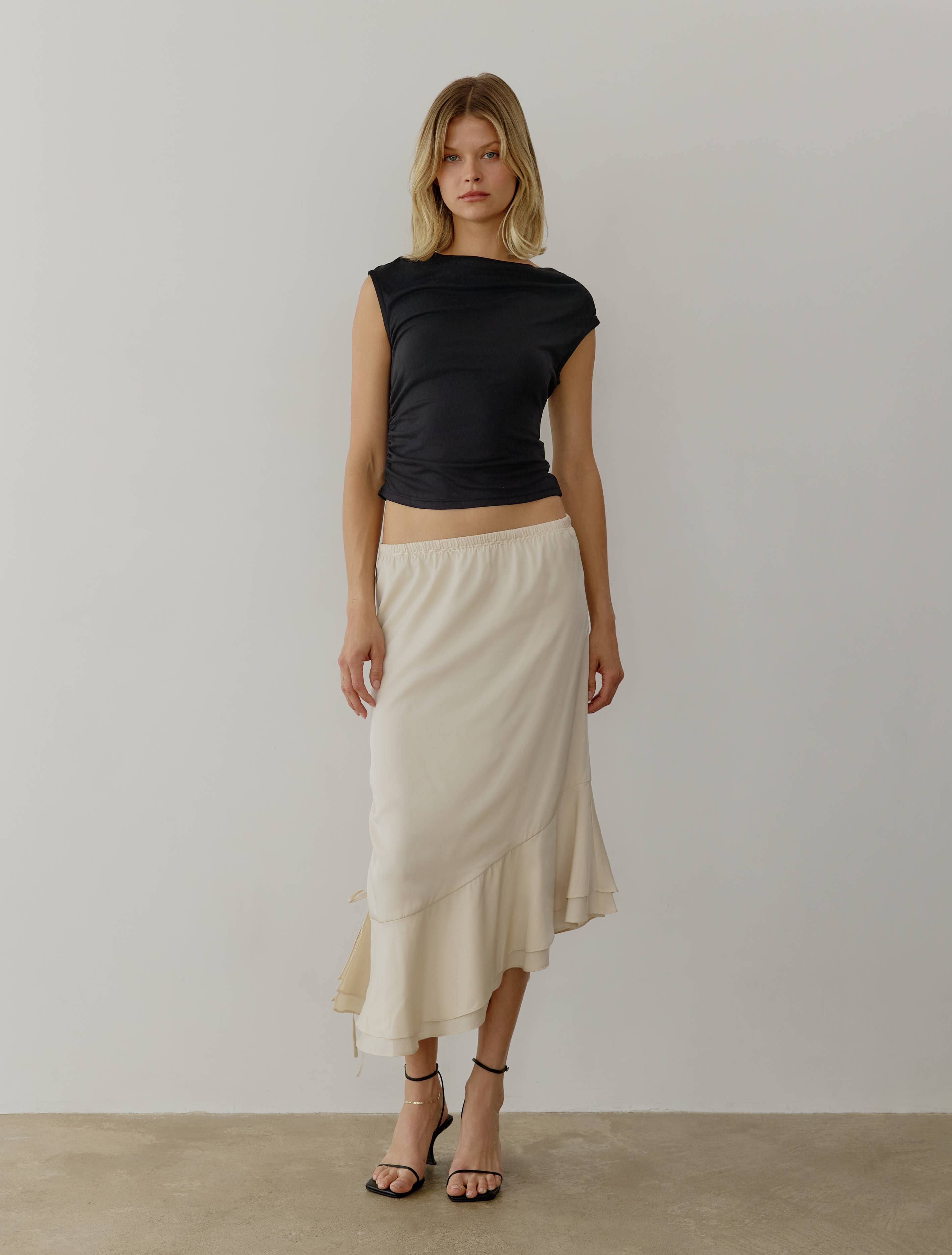 The Ali Top | Cowl Neck Sleeveless Top: BLACK / SMALL