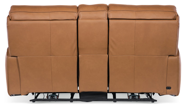 Miles - Zero Gravity Power Console Loveseat With Power Headrest - Light Brown