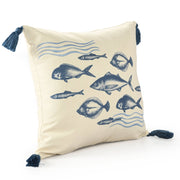 Sancia Coastal Polyester Throw Pillow, 20" x 20", Denim Blue