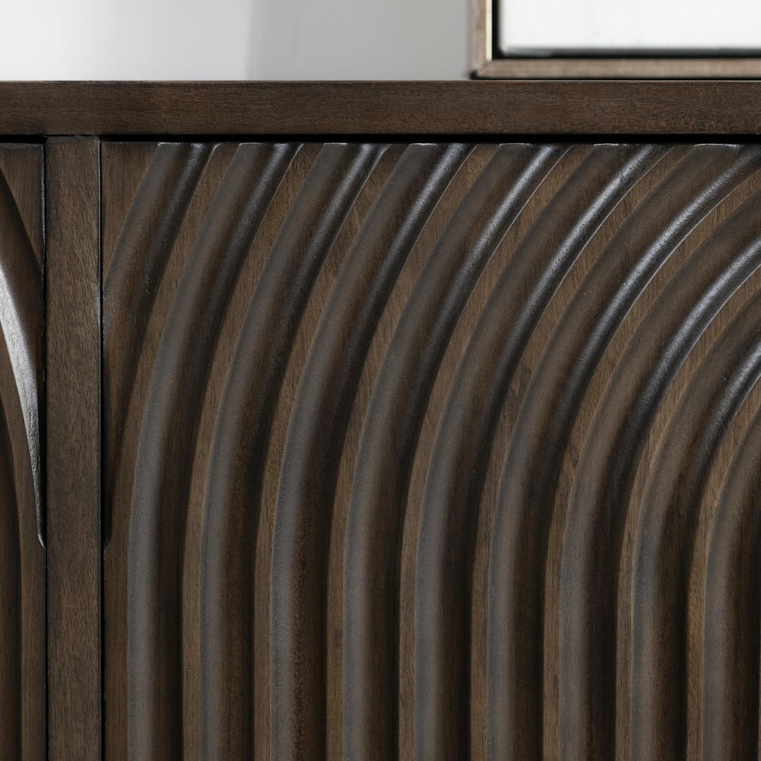 Colson - Mango Wood 4 Door Cabinet - Coffee Brown