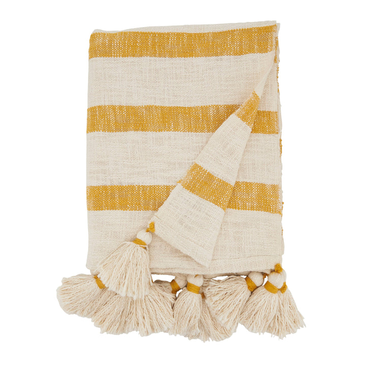 Stripe Tassel Throw: Blue / 50"x60"