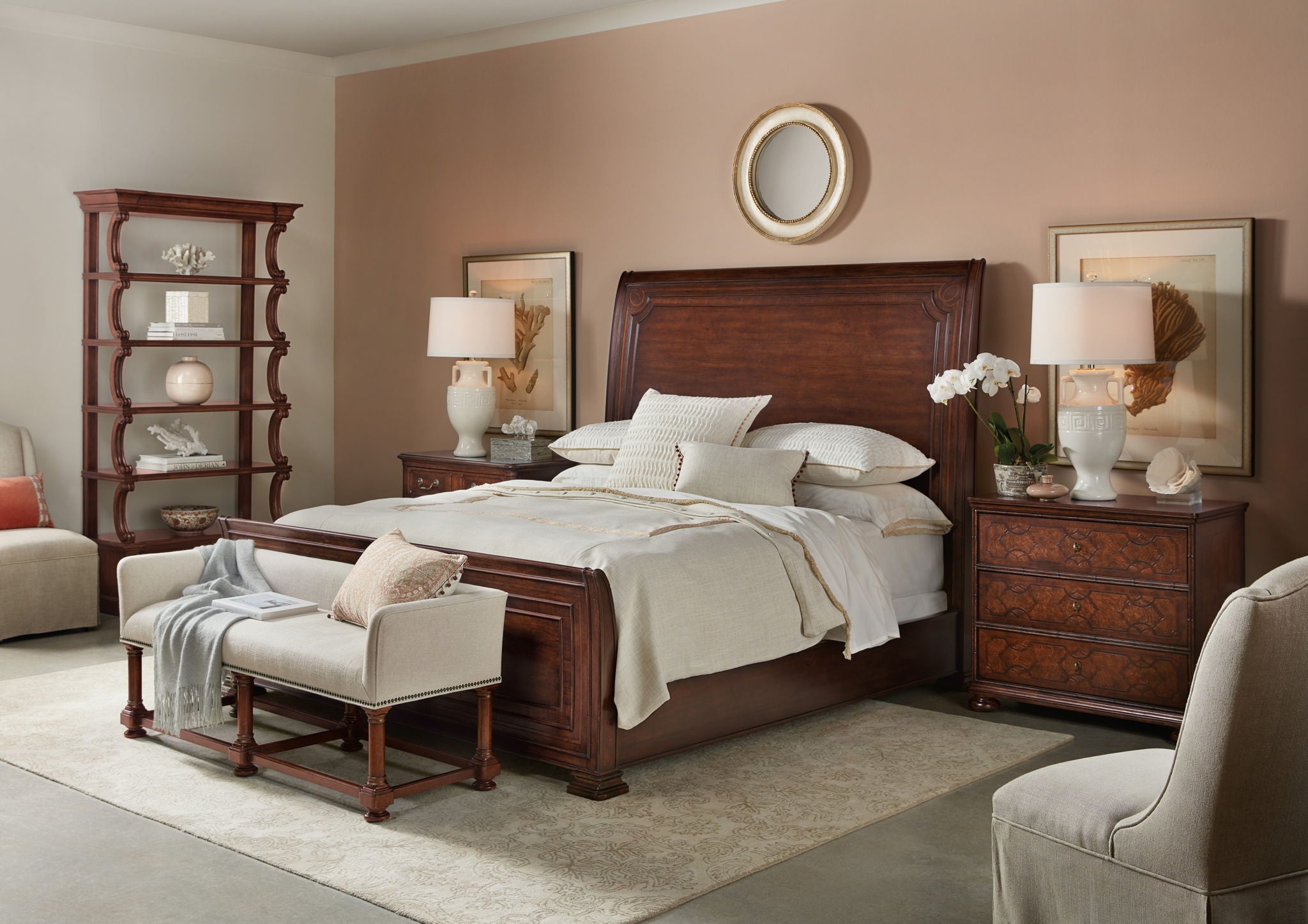 Charleston - Bed Bench - Dark Brown / Beige