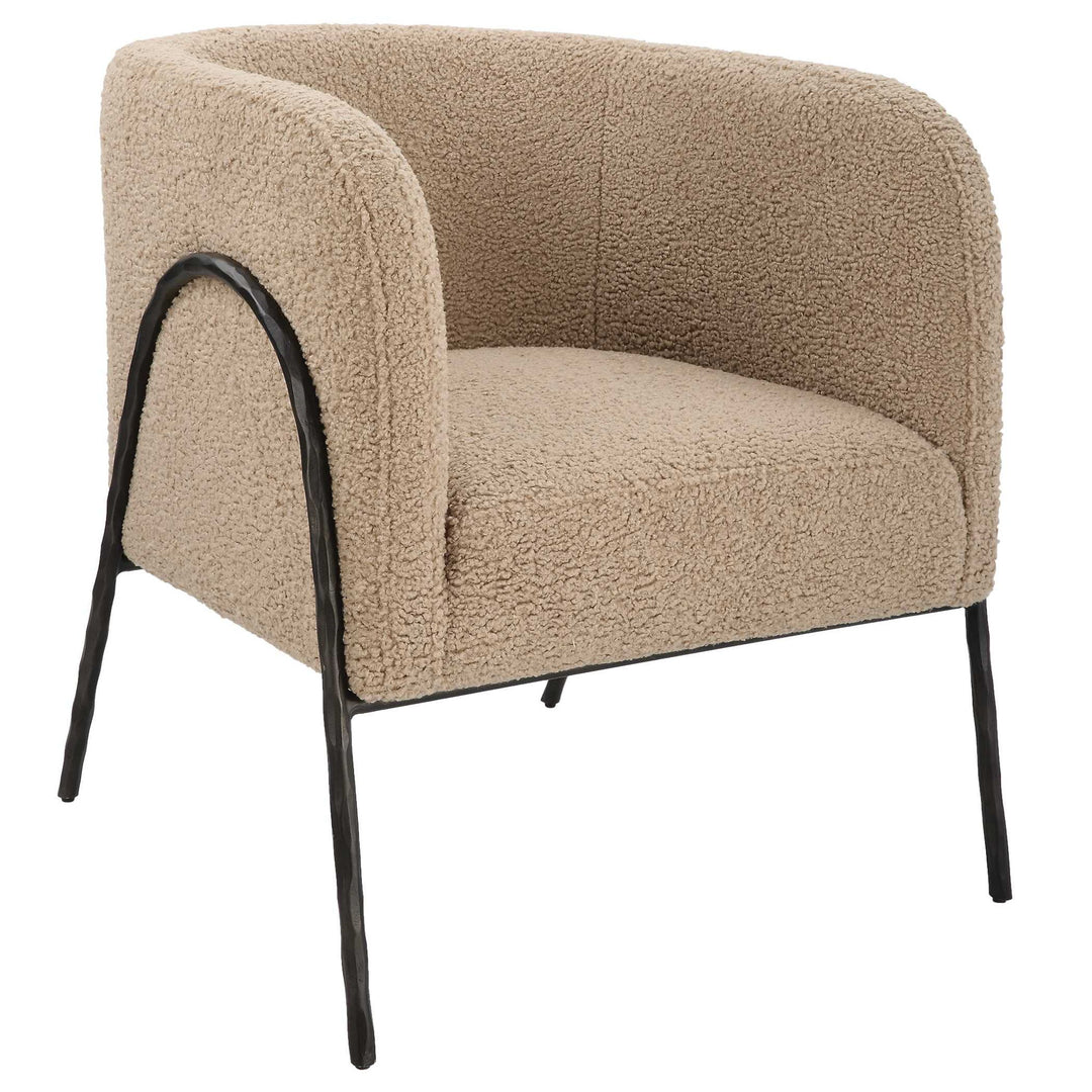 Jacobsen - Tan Shearling Barrel Chair