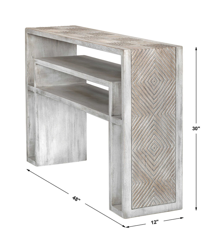 Genara - Carved Console Table - Bone White