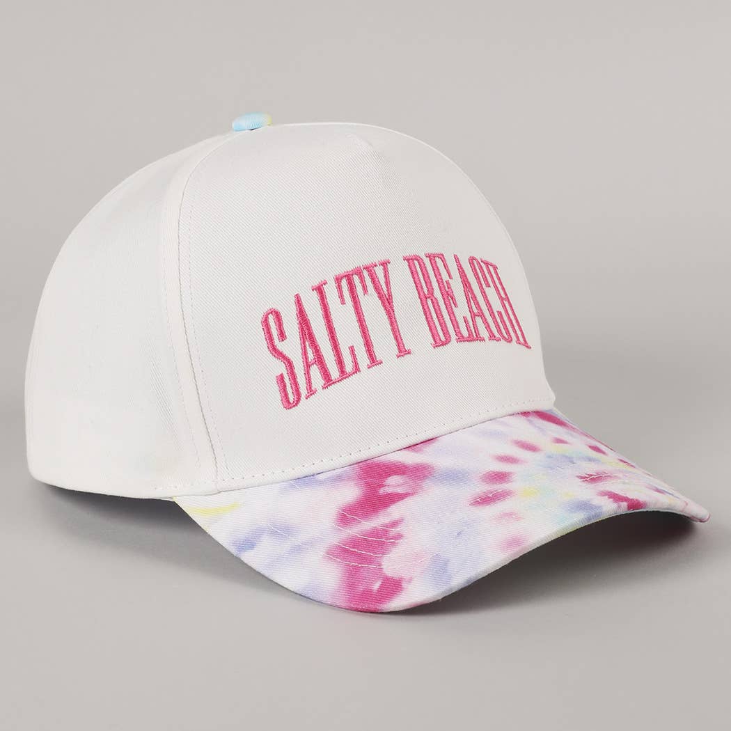 SALTY BEACH Embroidery Tie Dye Pattern Trucker Hat