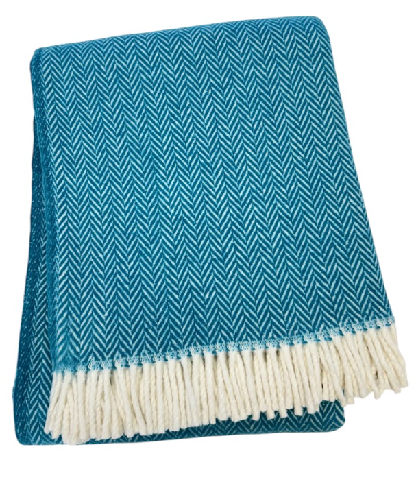 355 - Herringbone Plush Throw: Sky