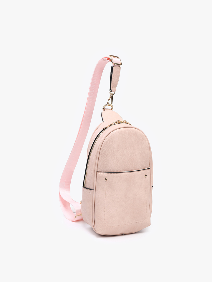 M2437 Pamela Sling Bag w/ Dbl Zip & Removable Strap: Charcoal