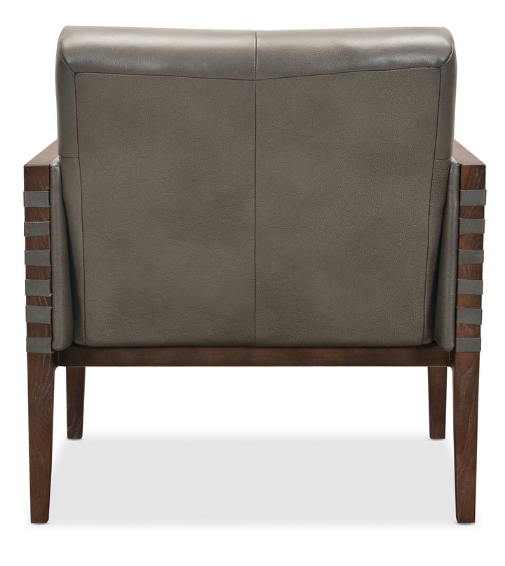 CC - Carverdale Leather Club Chair With Wood Frame