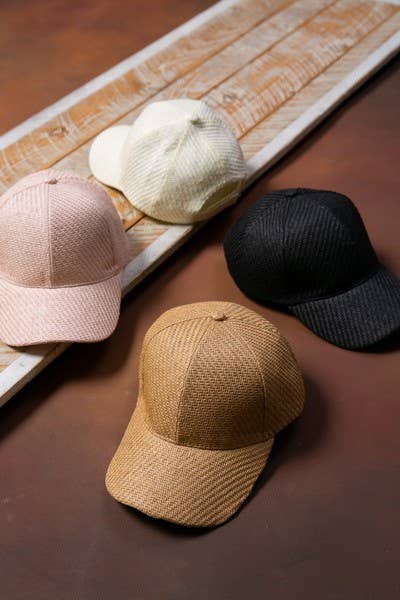 SUMMER WOVEN STRAW BASE BALL CAP  40HW604: KHAKI